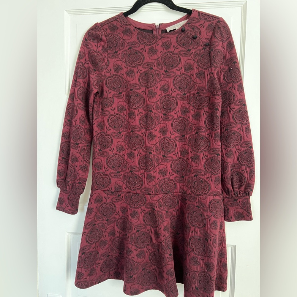 LOFT Maroon Paisley Sweater Dress